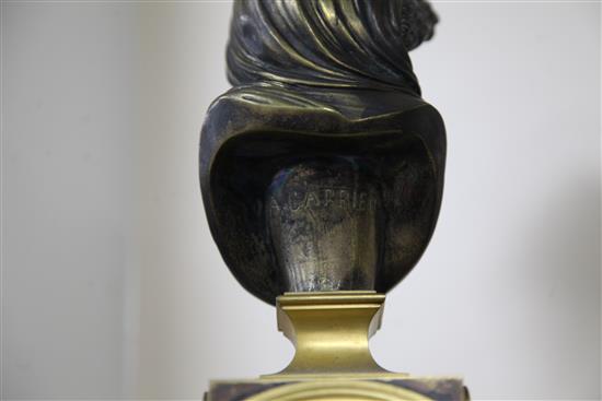 A Napoleon III parcel bronzed ormolu mantel clock, 17in.